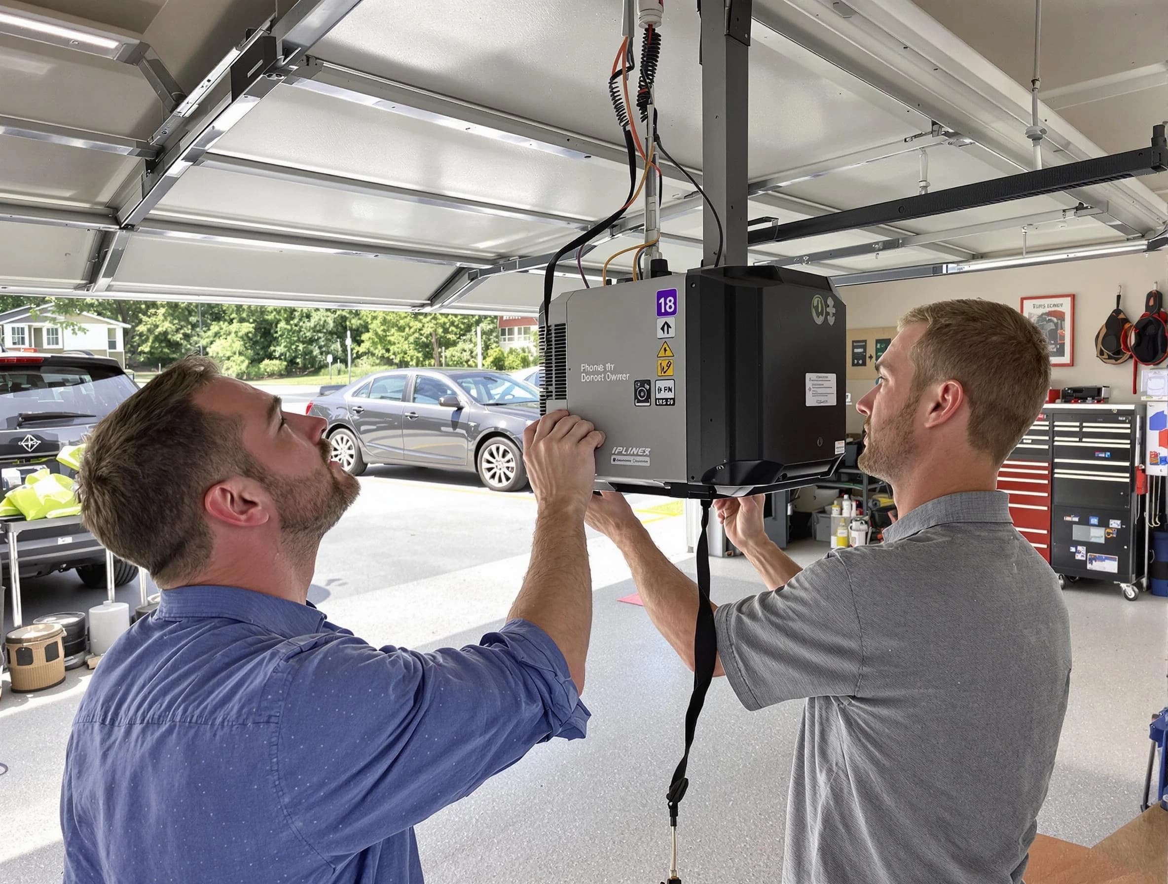 Mountain Brook Garage Door Repair technician installing garage door opener in Mountain Brook