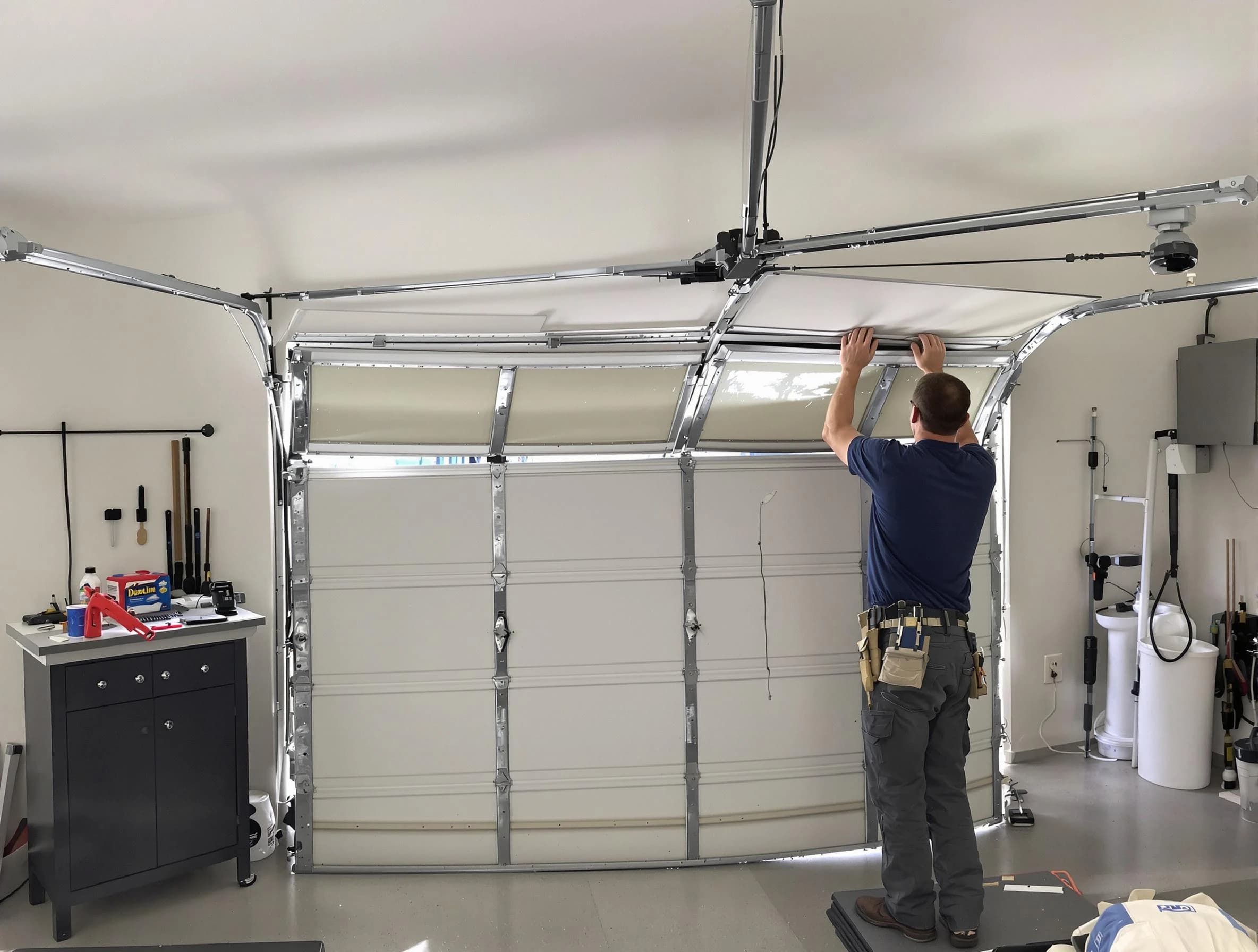 Mountain Brook Garage Door Repair specialist performing precise section replacement on Mountain Brook garage door