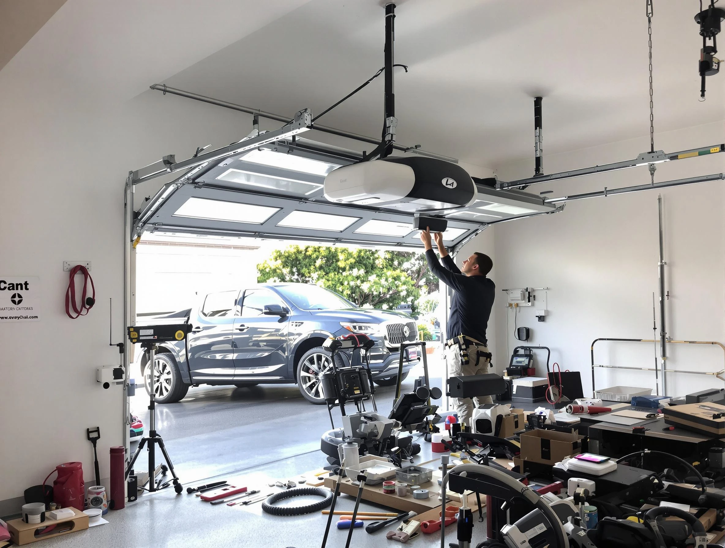 Mountain Brook Garage Door Repair specialist installing smart garage door opener system in Mountain Brook home