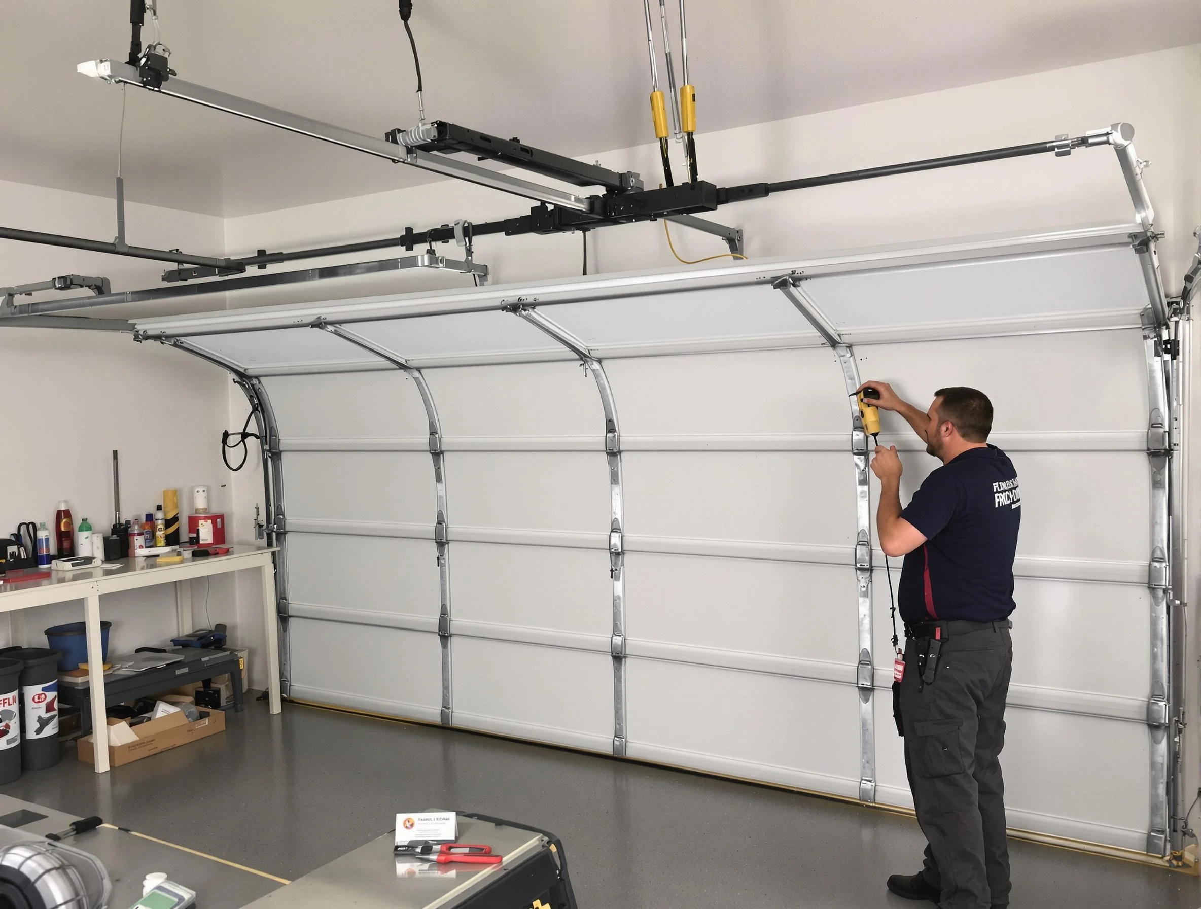 Mountain Brook Garage Door Repair certified technician performing overhead door system repair in Mountain Brook
