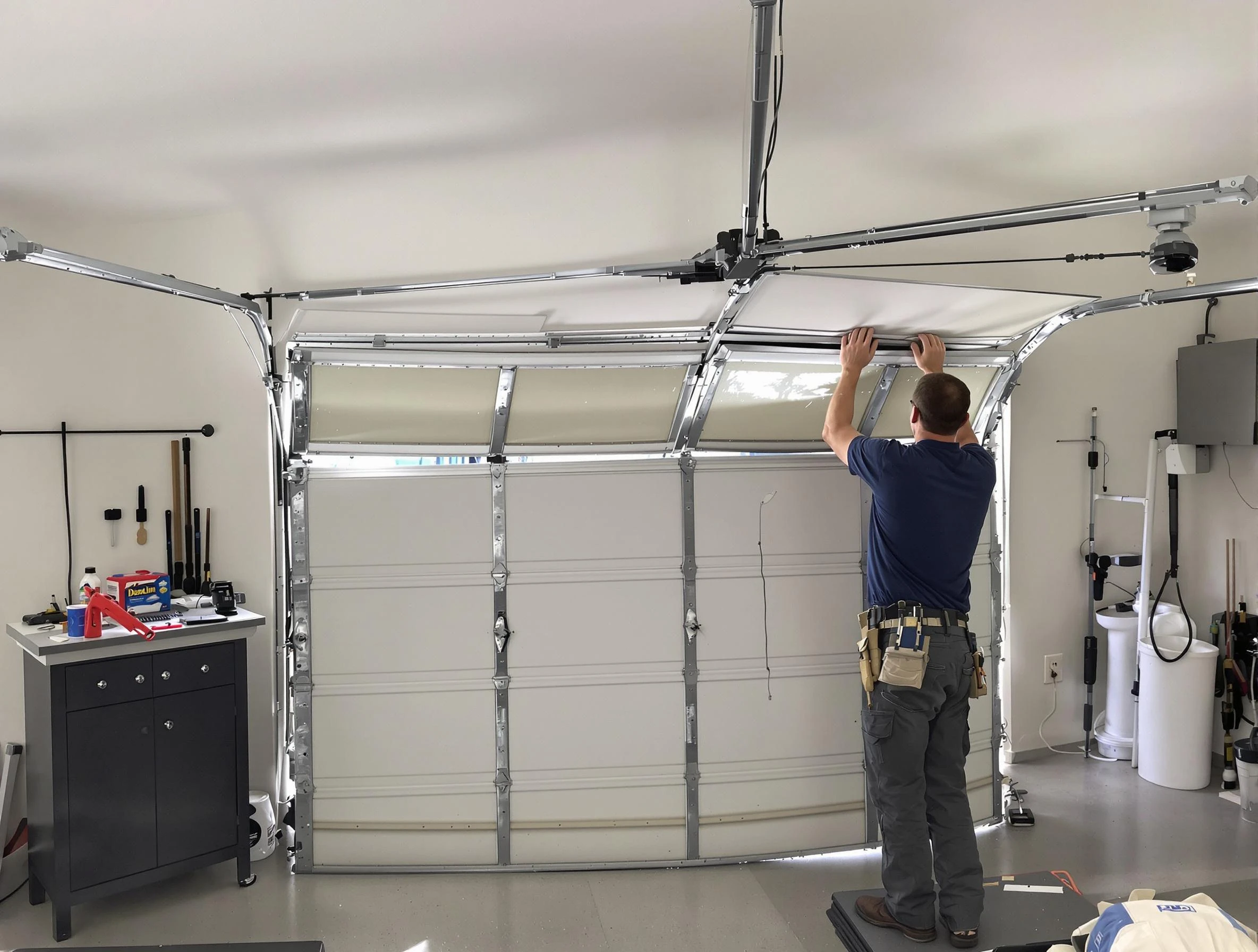 Mountain Brook Garage Door Repair specialist performing precise section replacement on Mountain Brook garage door